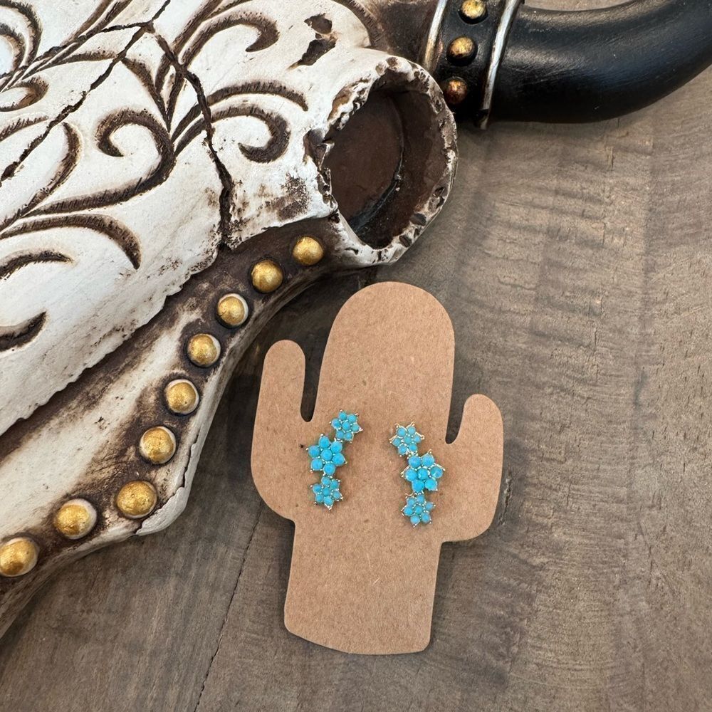 Turquoise Floral Earrings - Picture 2 of 3